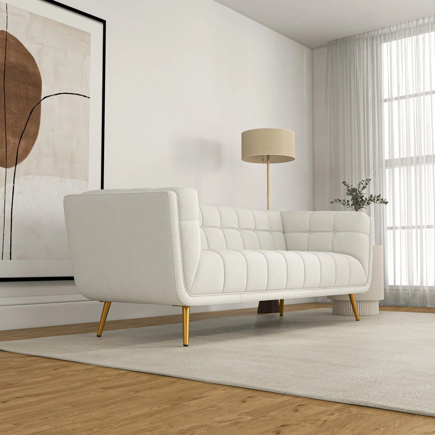Kano Sofa (Large - Beige Boucle with Metal Feet)