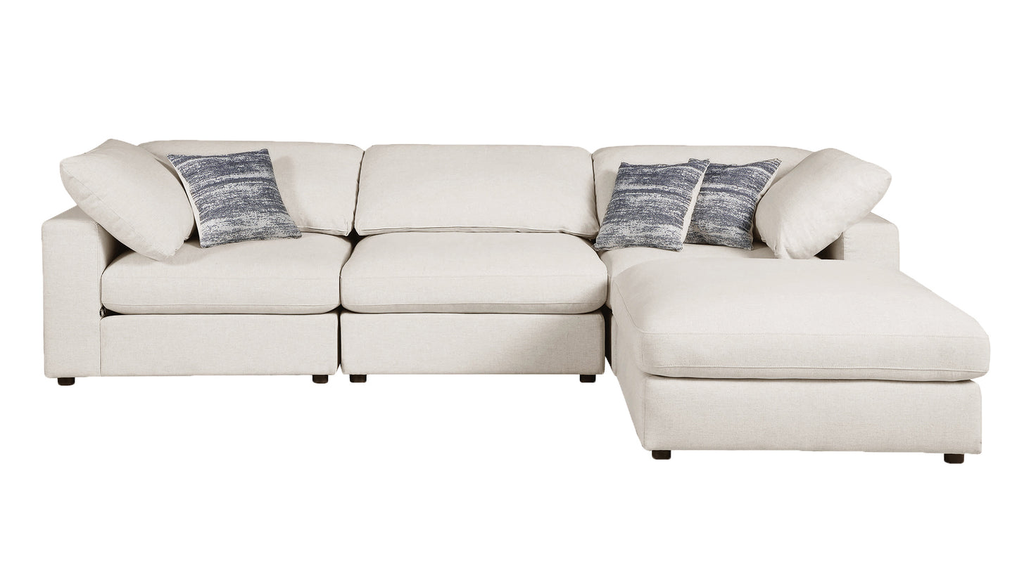 4-Piece Upholstered Modular Sectional Beige -  551321