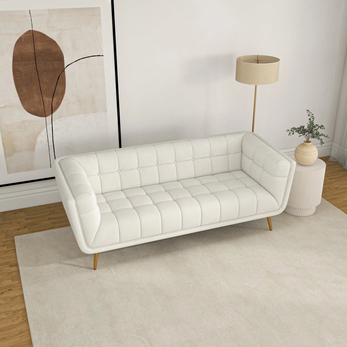 Kano Sofa (Large - Beige Boucle with Metal Feet)