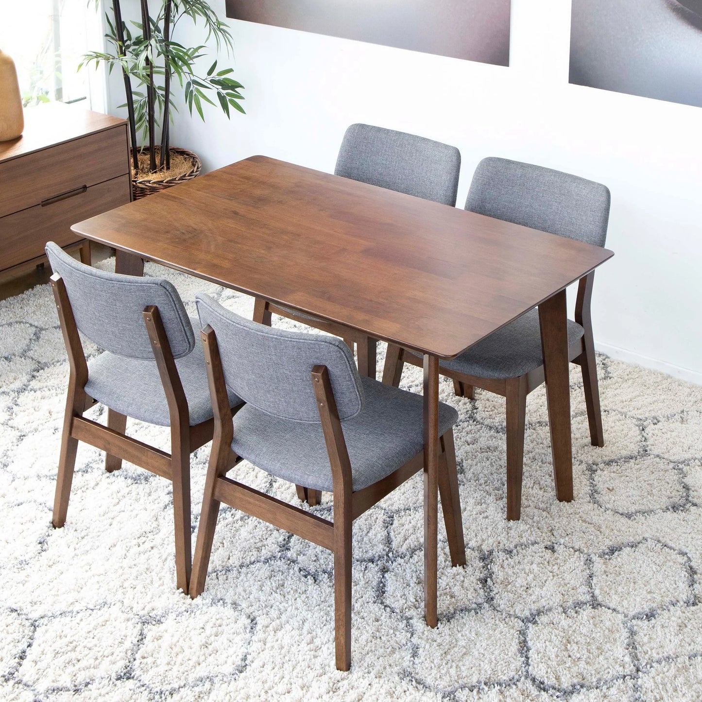Dining Set, Abbott Walnut Small Table - 4 Abbott Chairs