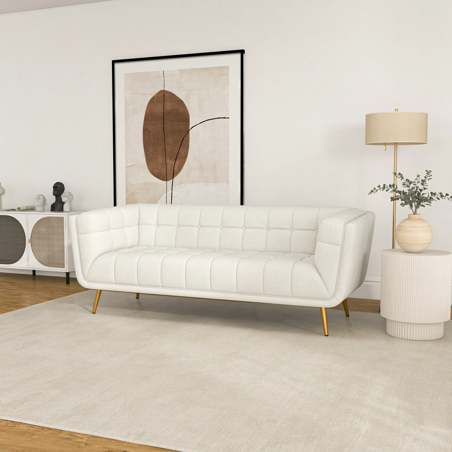 Kano Sofa (Large - Beige Boucle with Metal Feet)