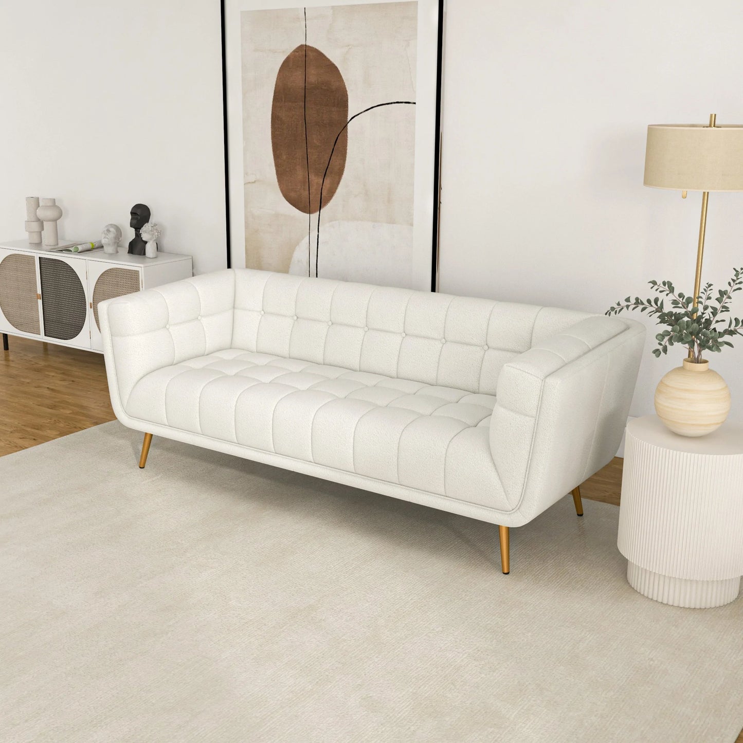 Kano Sofa (Large - Beige Boucle with Metal Feet)