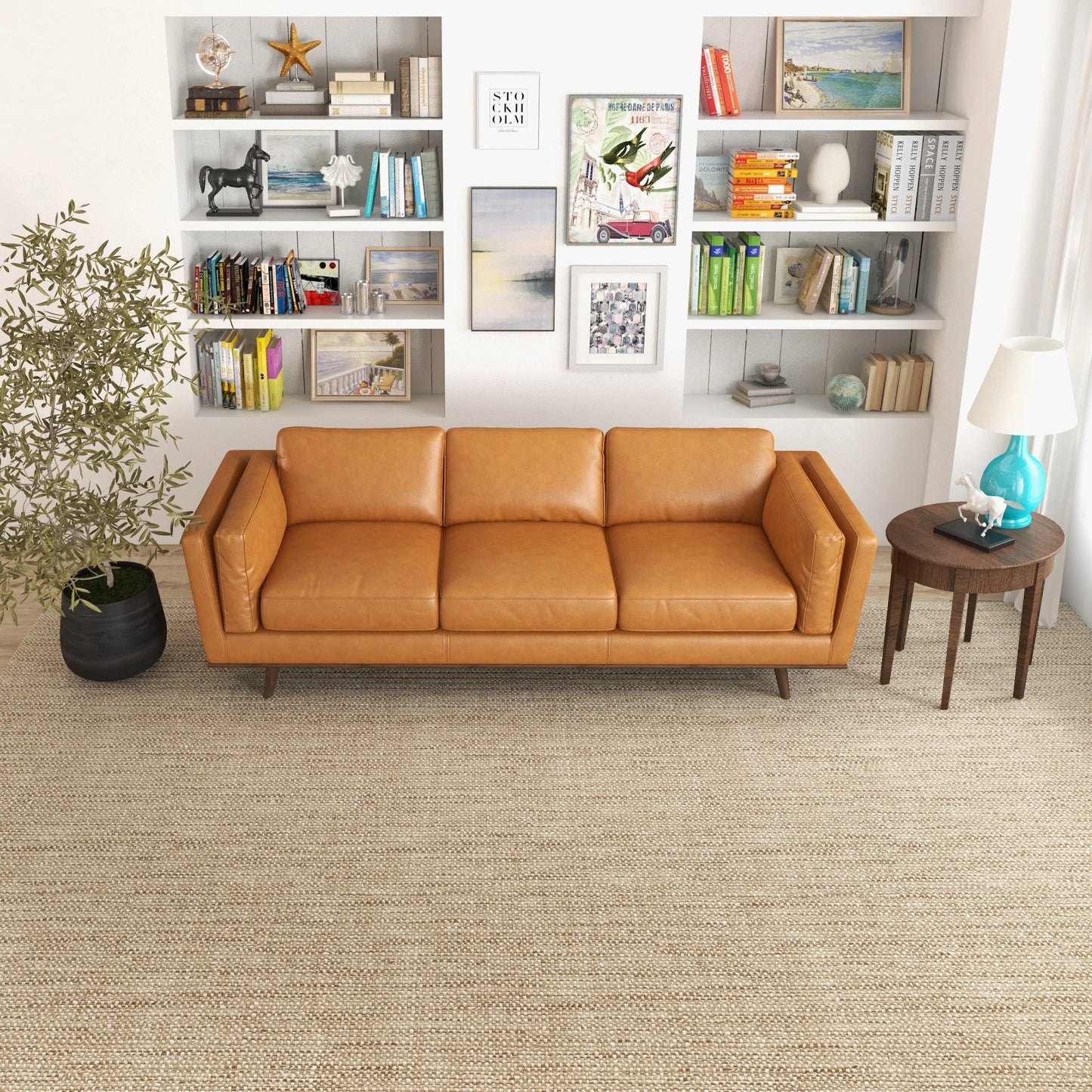 Ferre Leather Sofa (Tan)