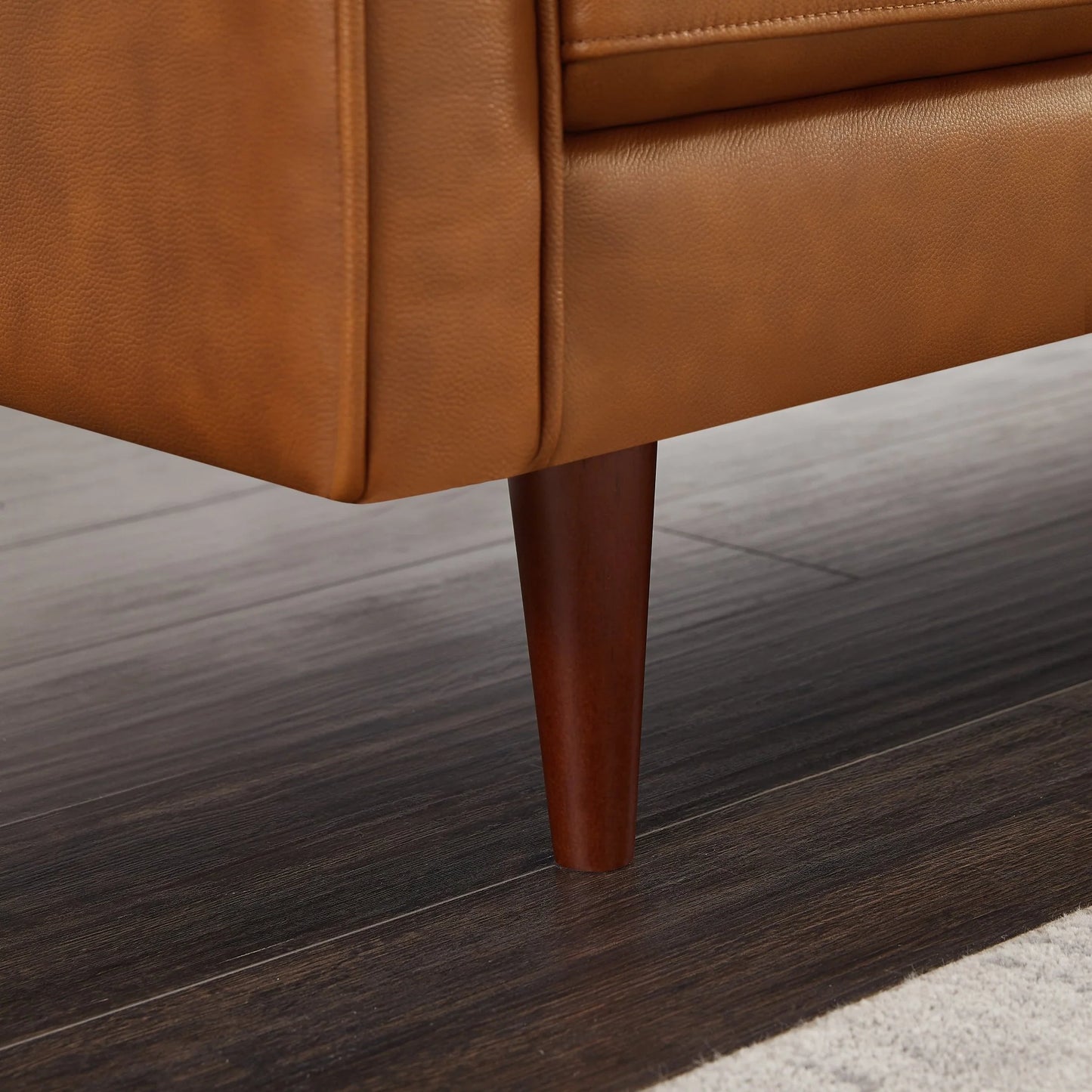 Lugano L-Shaped Genuine Leather Left&Right-Facing Sectional Cognac Tan