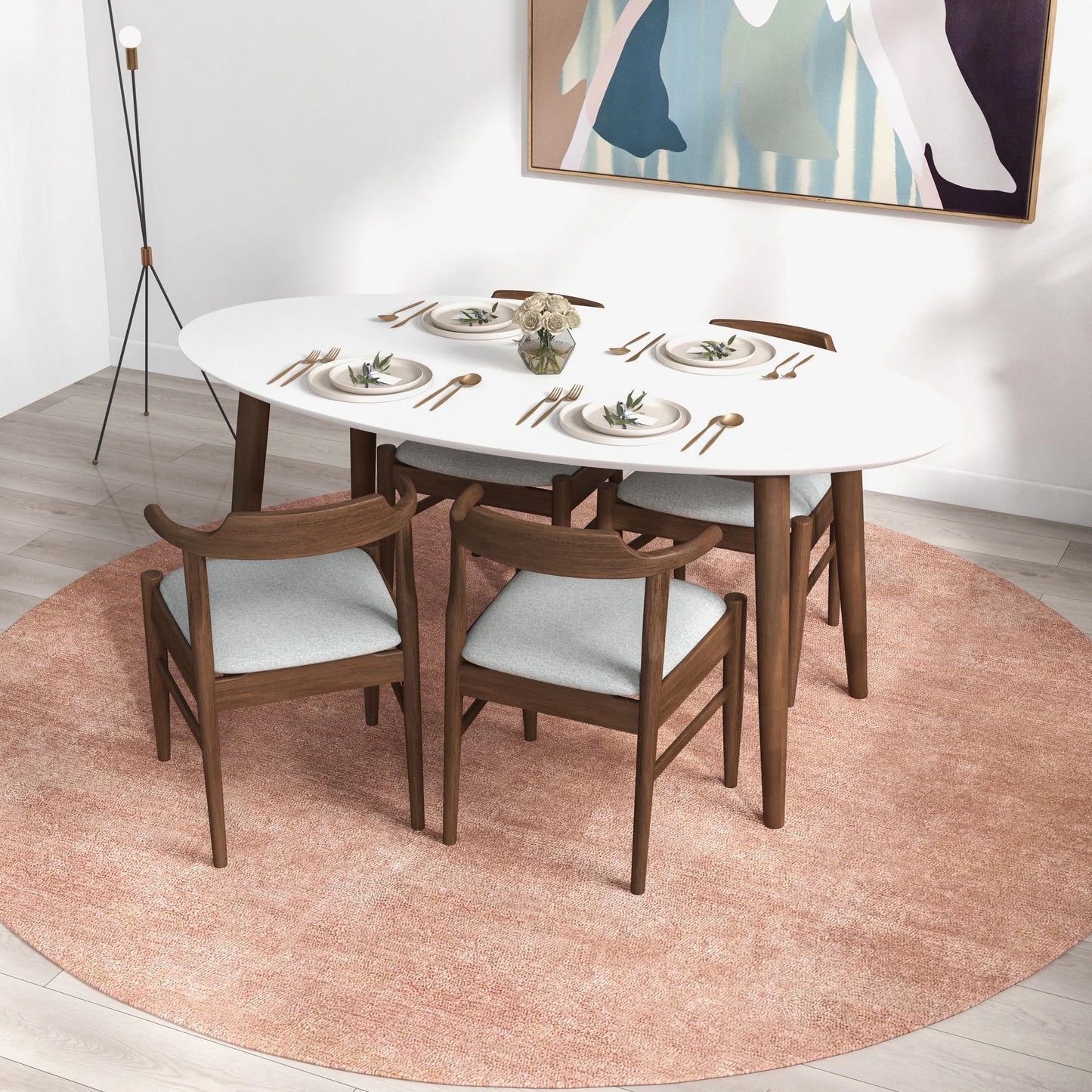 Rixos Dining Table (White Top) Zola Chair (Grey) Set of 4