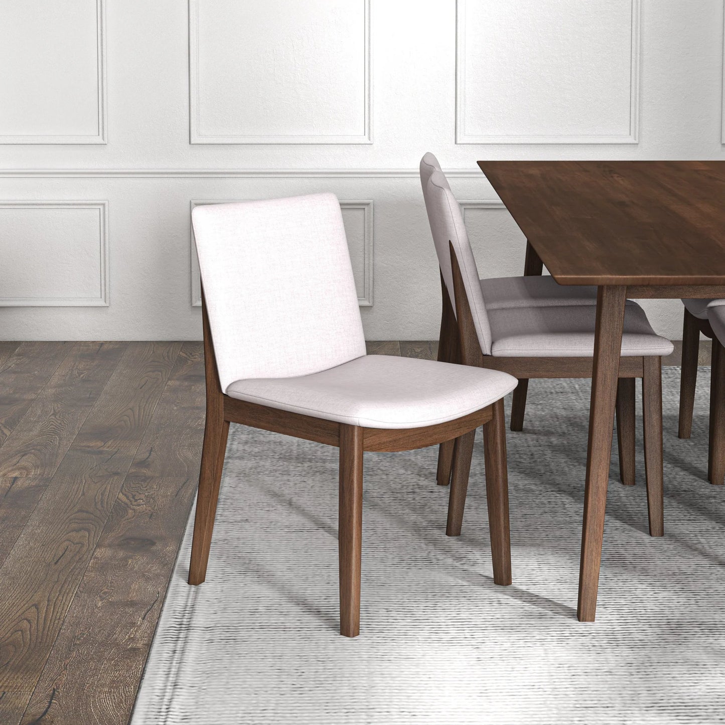 Adira (XLarge - Walnut) Dining Set with 6 Virginia (Beige) Dining Chairs