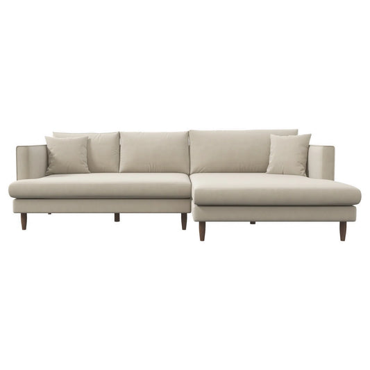 Delano Sectional Sofa (Beige Velvet - Right Facing Chaise)