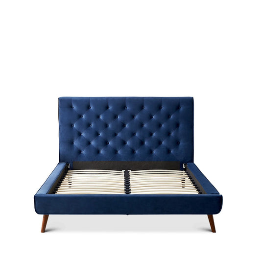 Ashley Platform Bed - Navy Blue Velvet