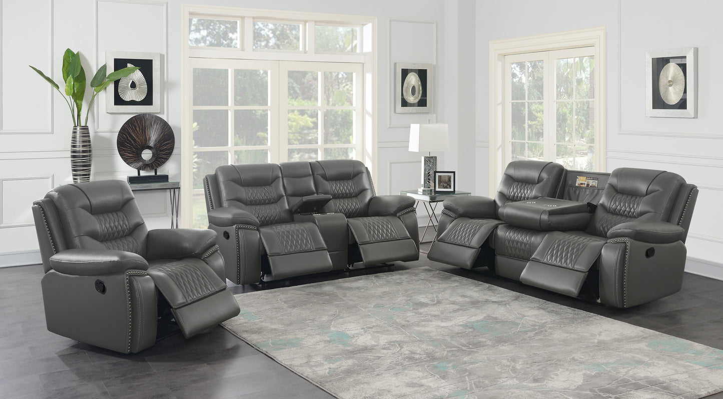 Flamenco  Tufted Upholstered Motion Living Room Set Charcoal - 610204