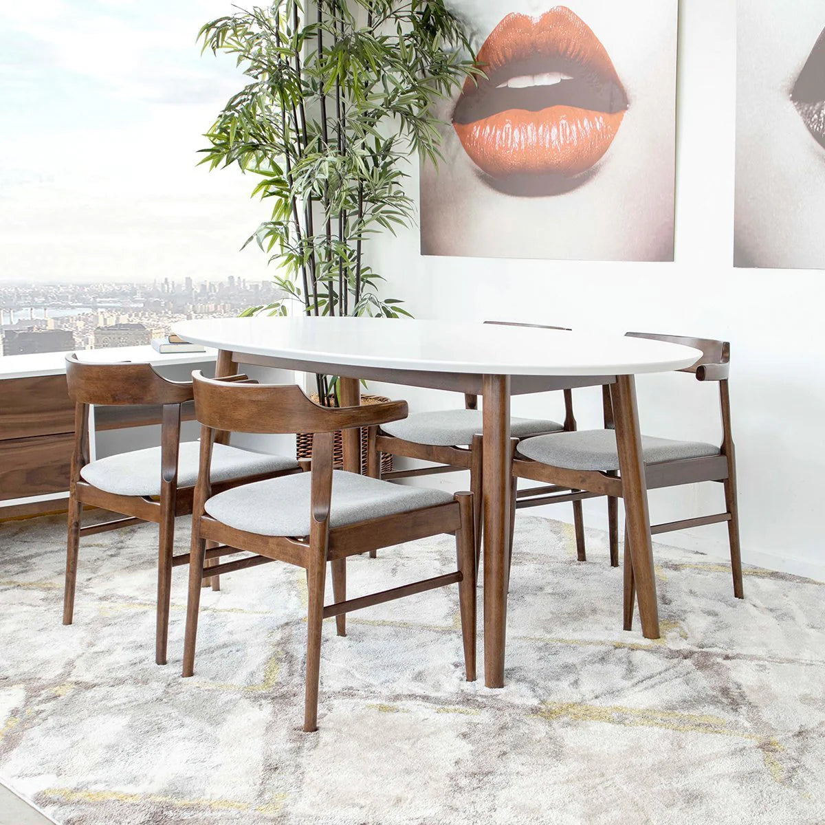 Rixos Dining set with 4 Sterling Dining Chairs (Space Gray)