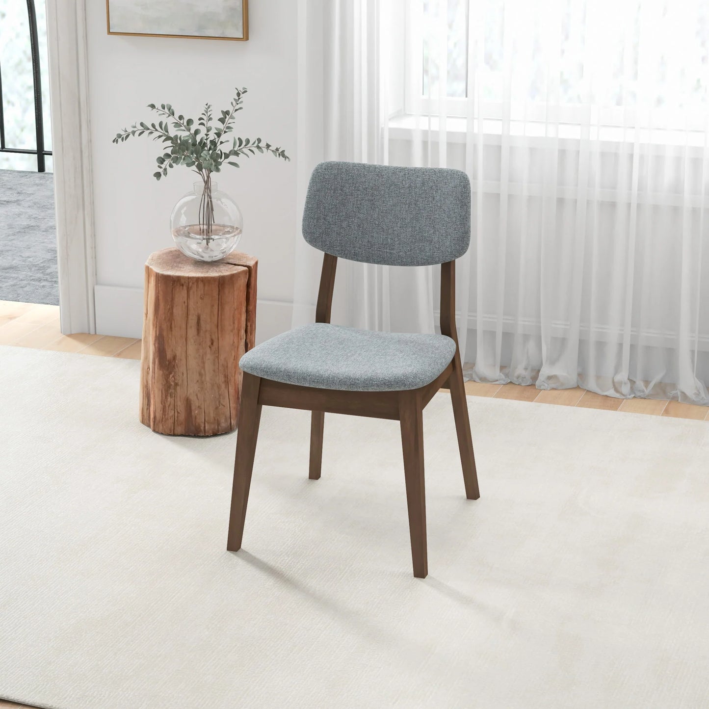 Abbott Grey Linen Fabric Dining Chair
