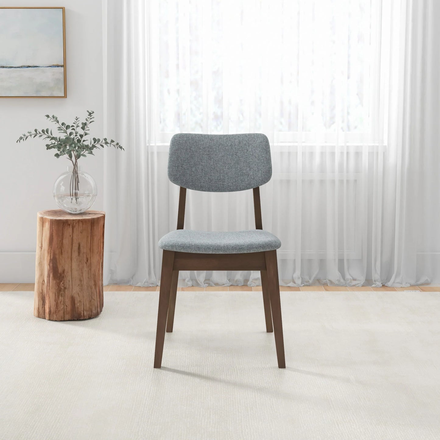 Abbott Grey Linen Fabric Dining Chair