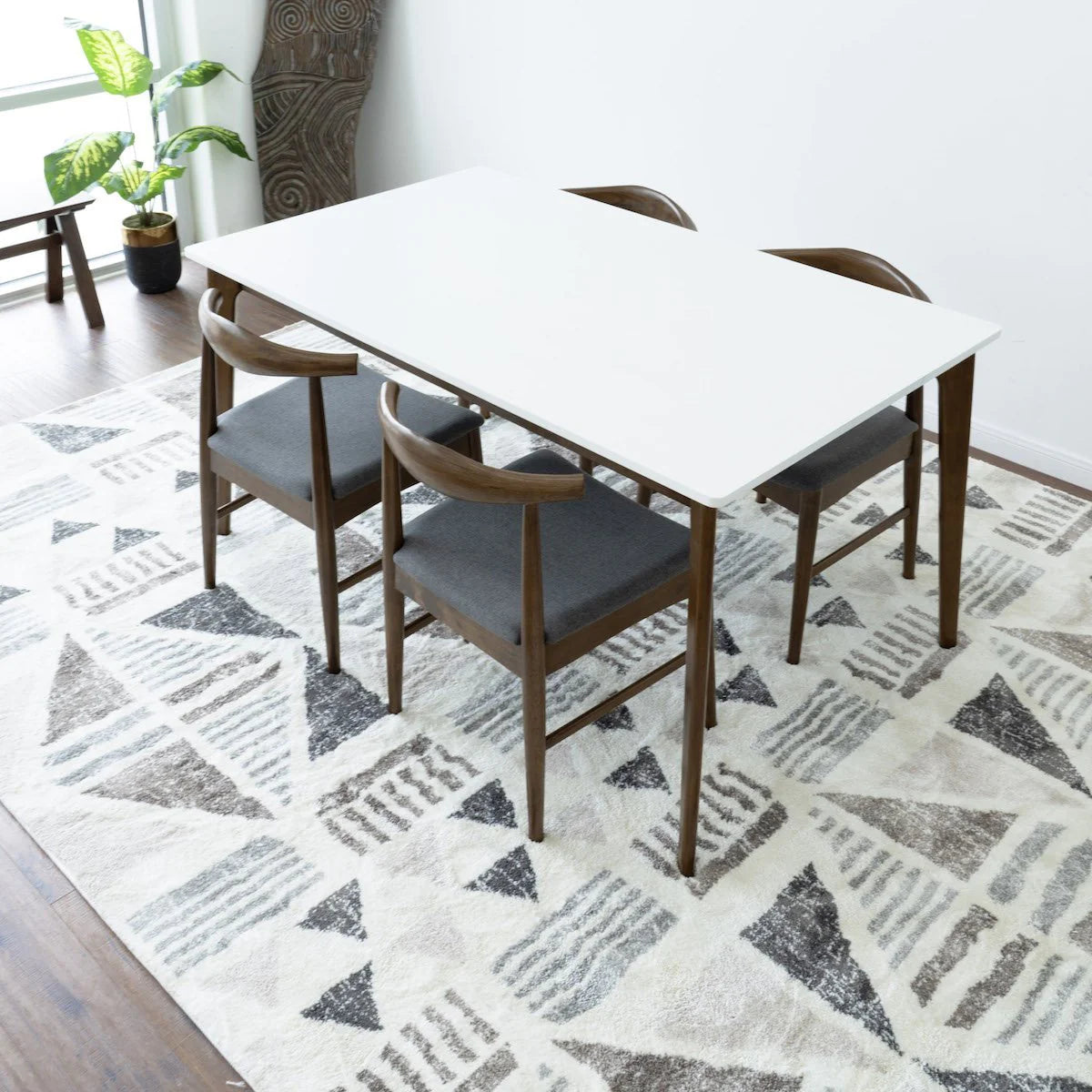 Selena Dining set with 4 Winston Grey Dining Chairs (White Top)