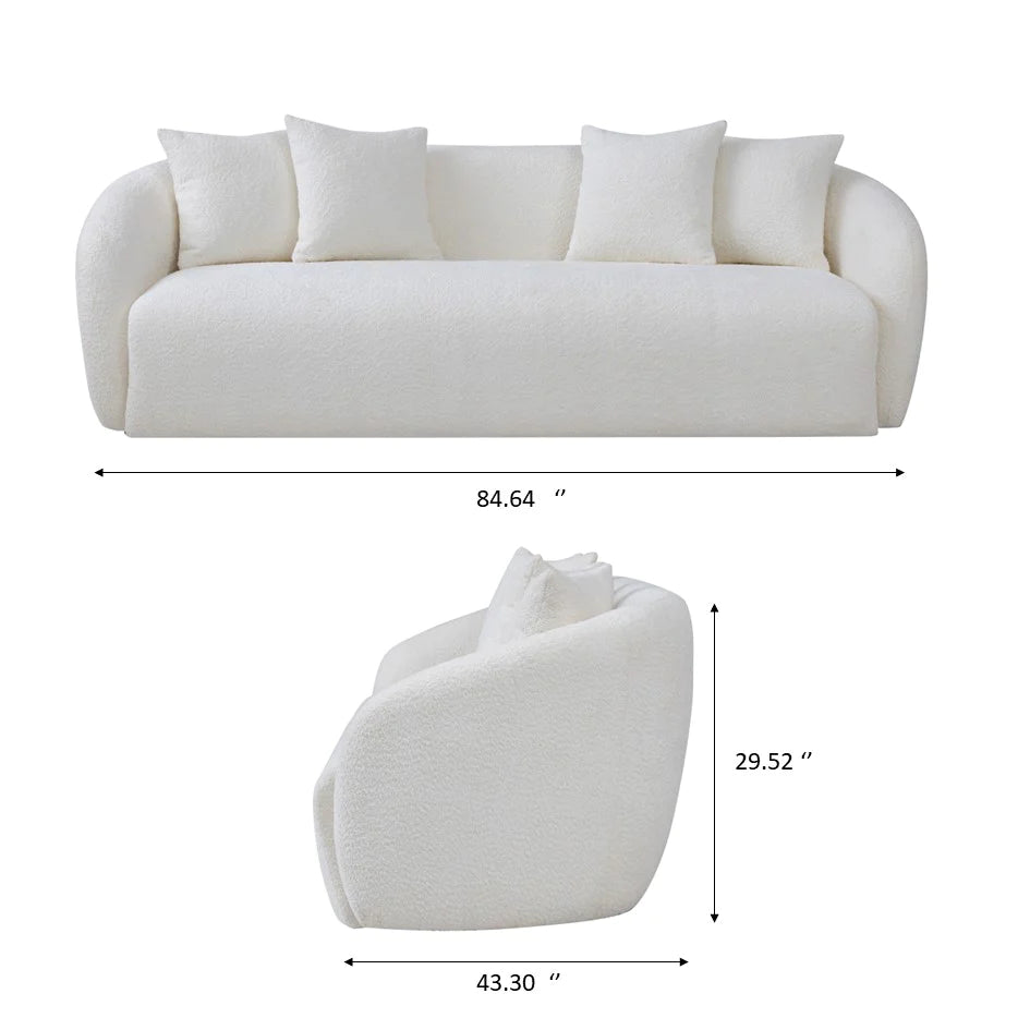 Lidia Ivory Boucle Japandi Style Sofa