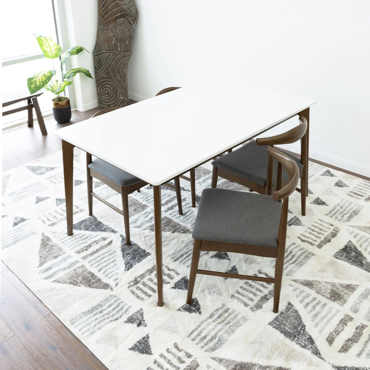 Selena Dining set with 4 Winston Grey Dining Chairs (White Top)