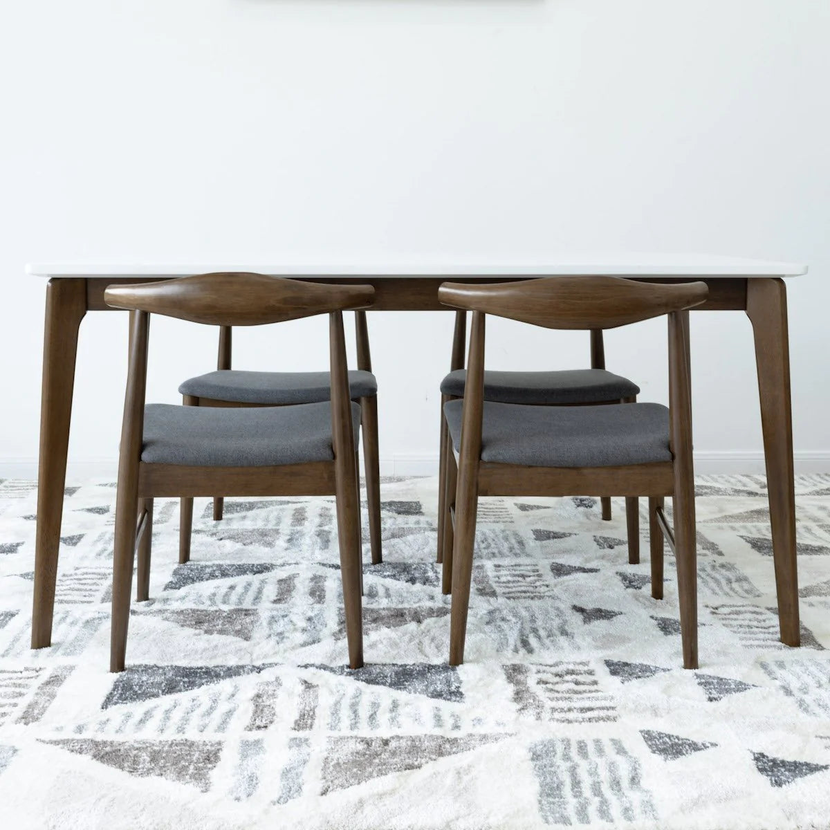 Selena Dining set with 4 Winston Grey Dining Chairs (White Top)