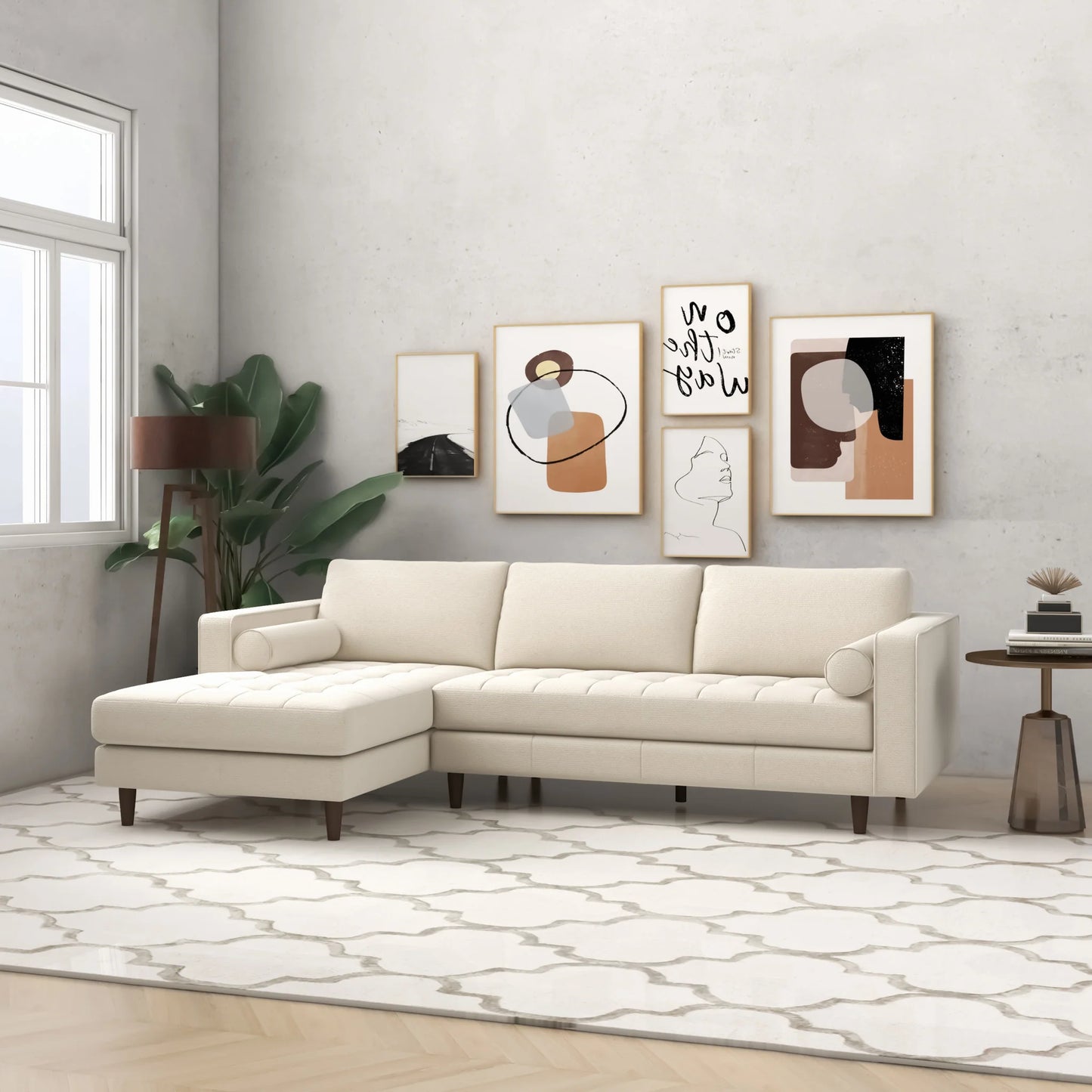 Daphne Cream Boucle L Shape Sectional Sofa (Left Facing)