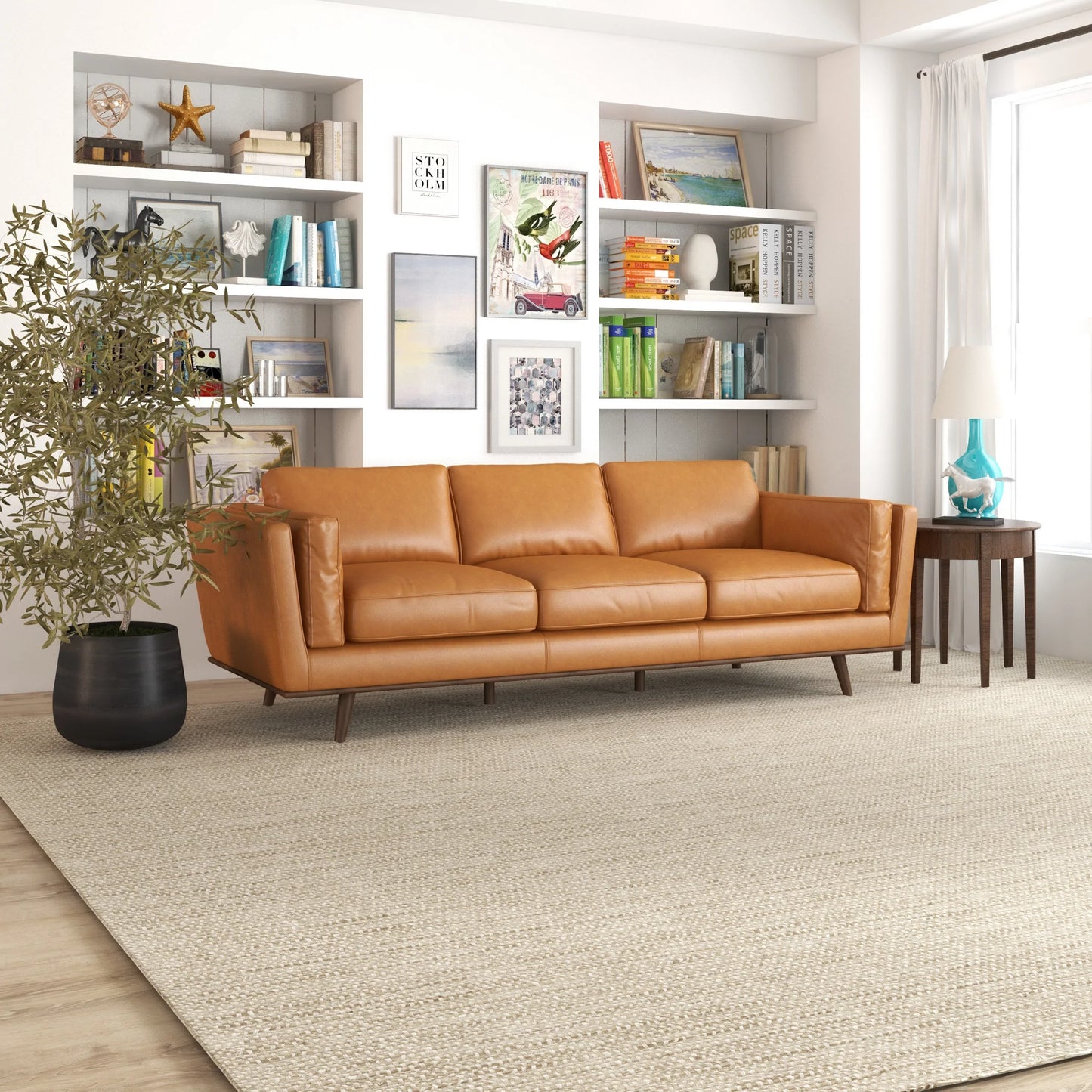 Ferre Leather Sofa (Tan)