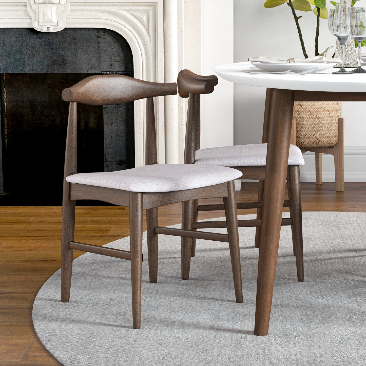 Rixos (White) Oval Dining Set with 4 Winston (Beige) Dining Chairs
