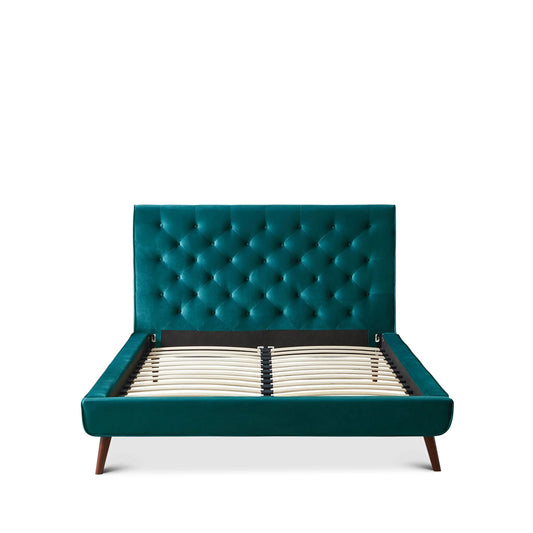 Ashley Platform Bed - Turquoise Velvet