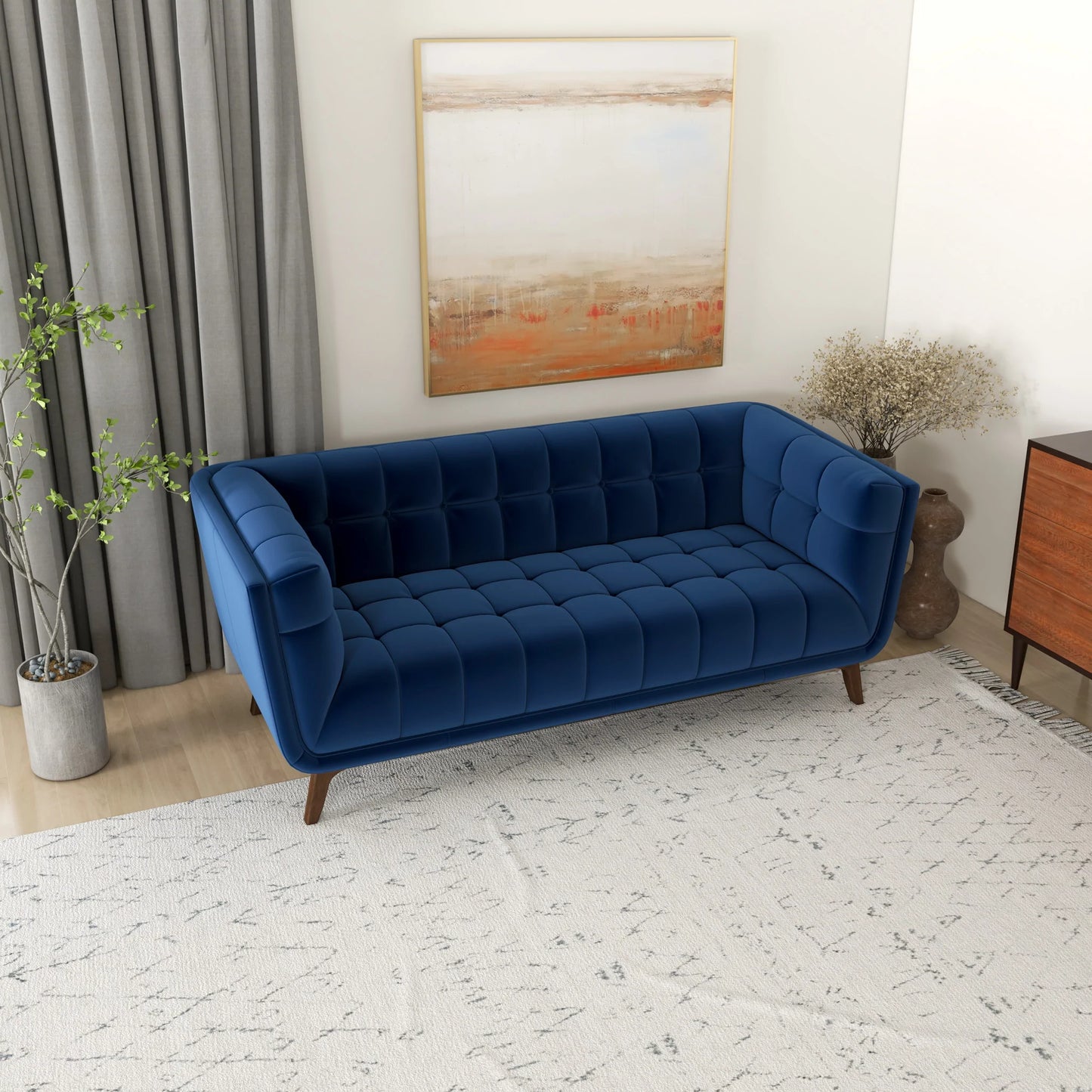Kano Sofa (78" - Navy Blue Velvet)