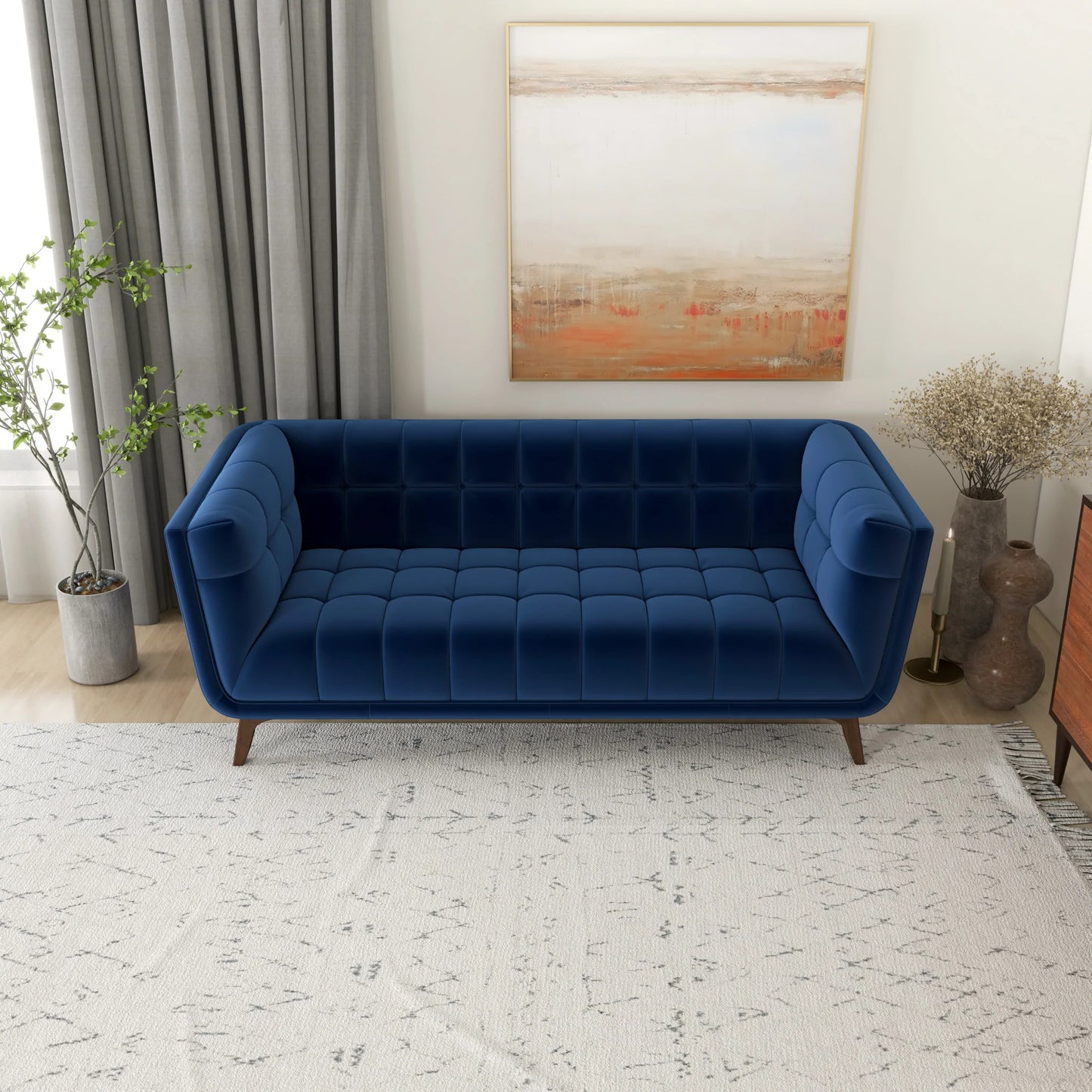 Kano Sofa (78" - Navy Blue Velvet)