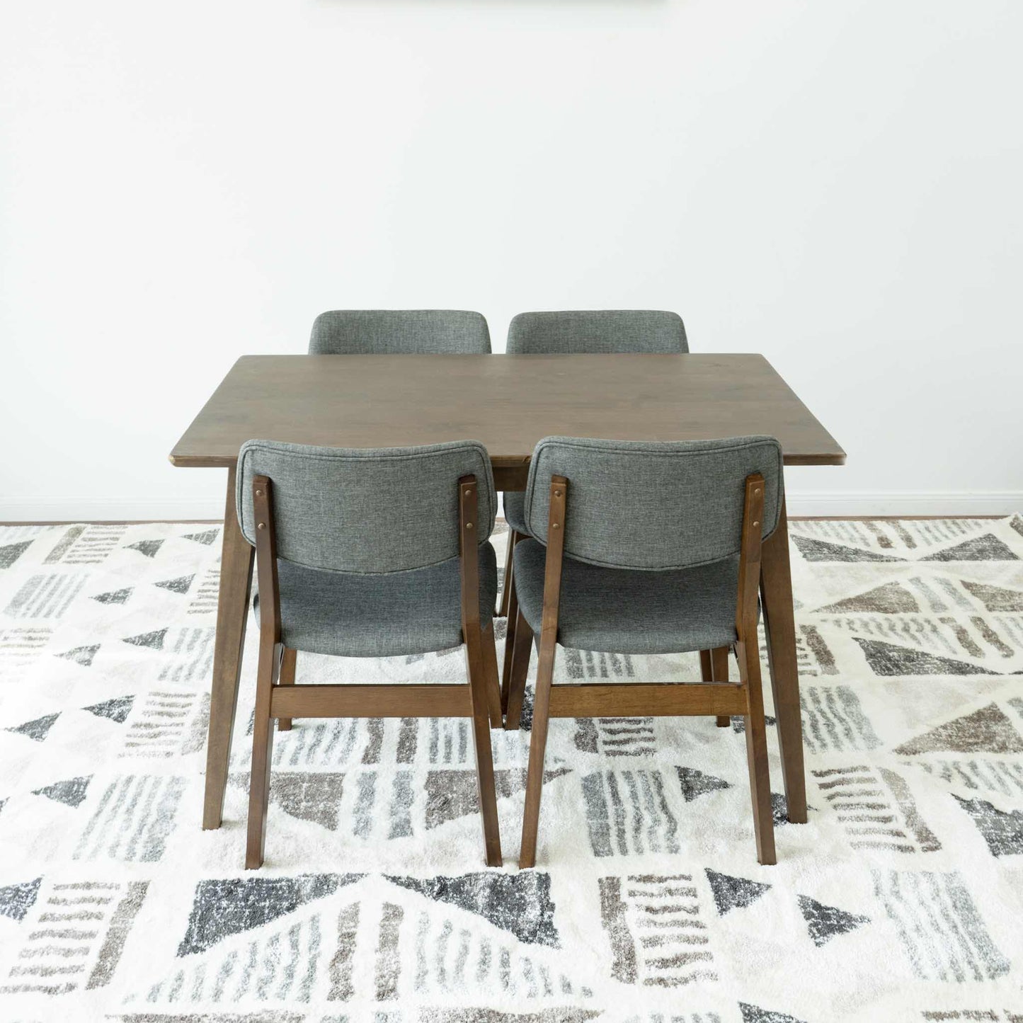 Small Adira Dining set with 4 Abbott Grey Dining Chairs (Walnut)