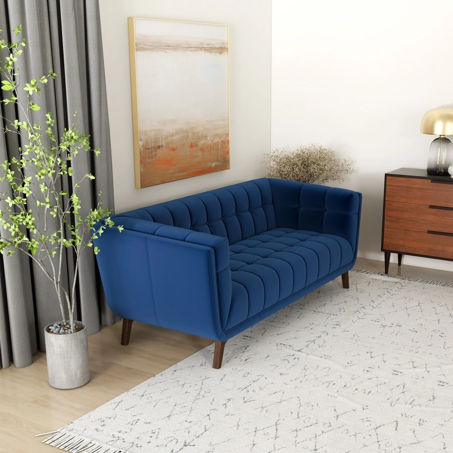 Kano Sofa (78" - Navy Blue Velvet)