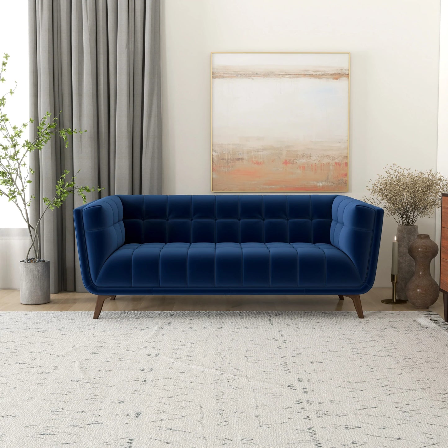 Kano Sofa (78" - Navy Blue Velvet)