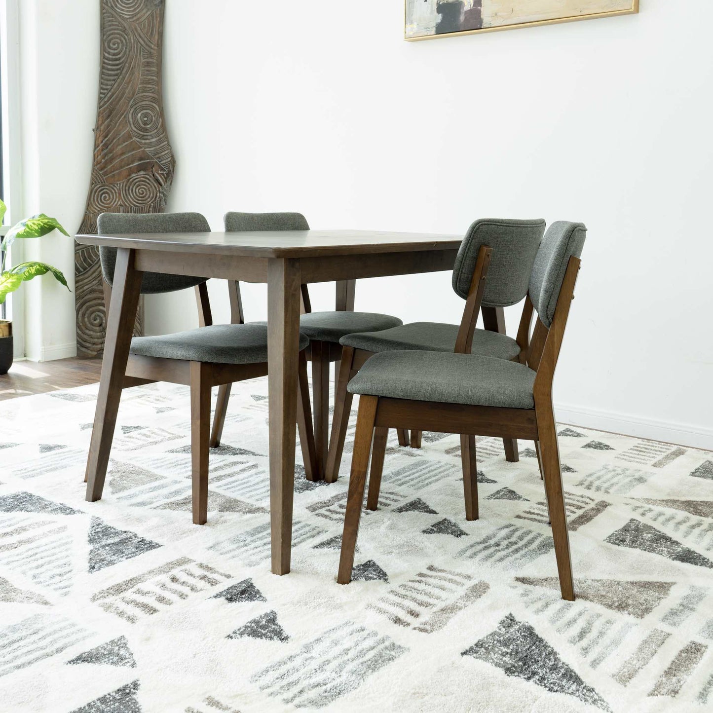 Small Adira Dining set with 4 Abbott Grey Dining Chairs (Walnut)