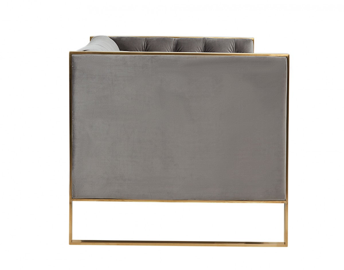 Divani Casa Carlos Modern Grey Velvet & Gold