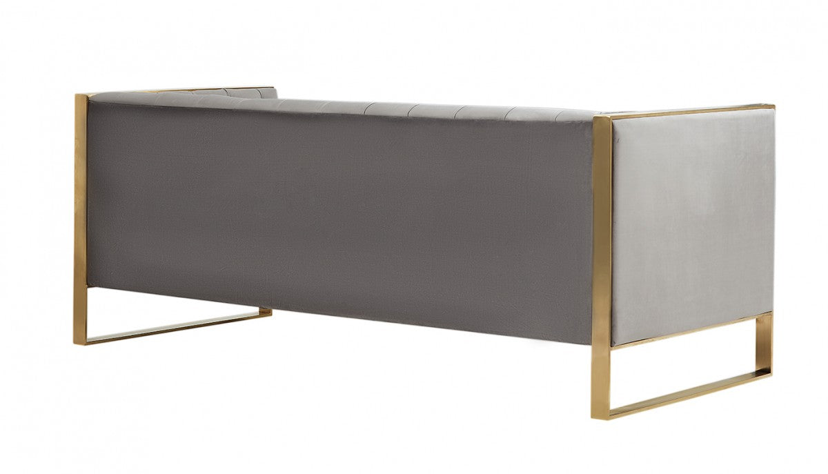 Divani Casa Carlos Modern Grey Velvet & Gold