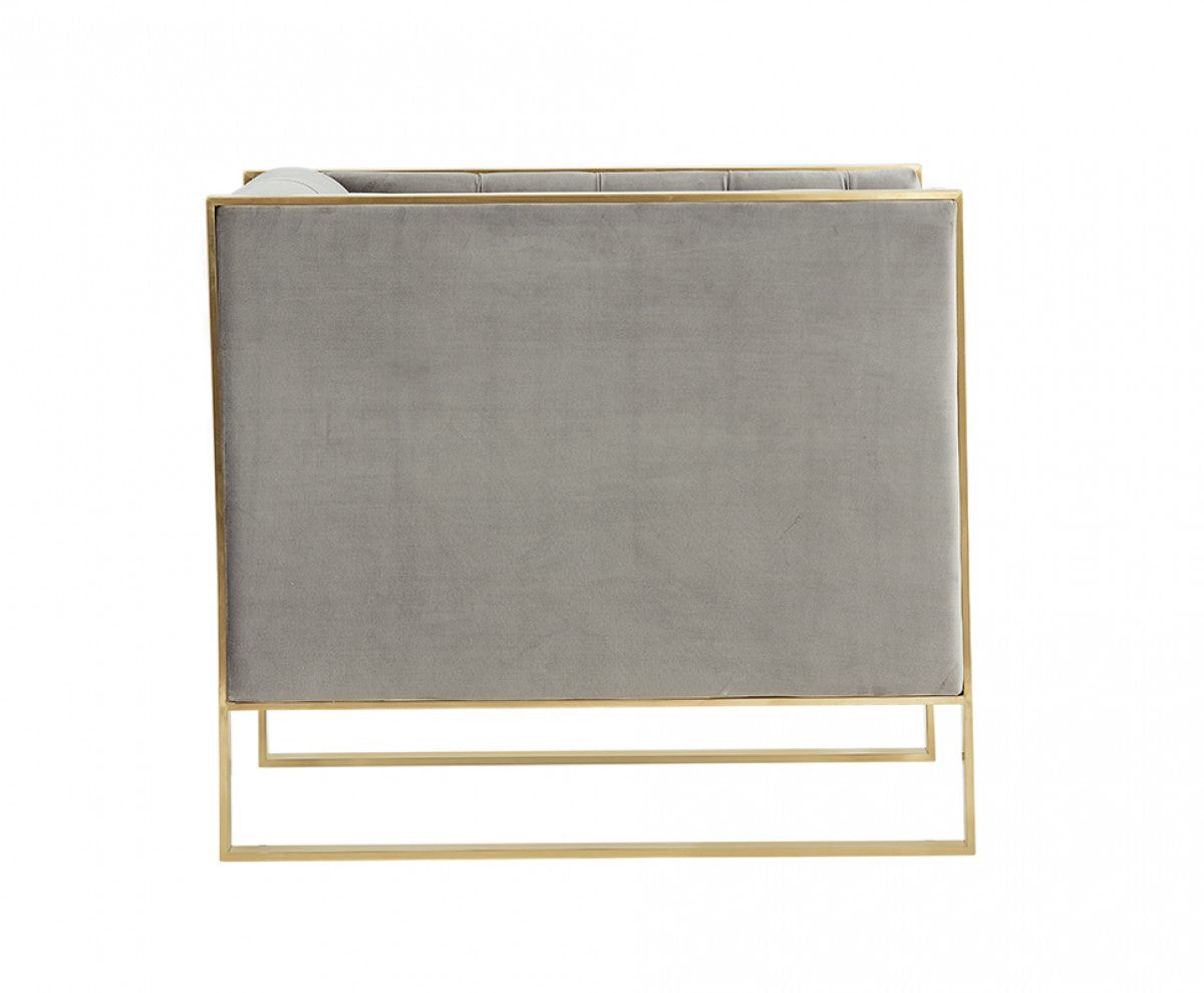 Divani Casa Carlos Modern Grey Velvet & Gold