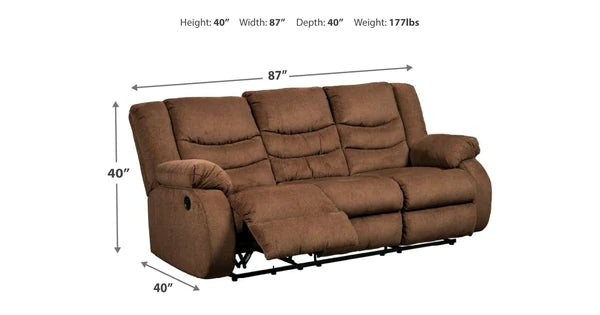 Tulen Chocolate Reclining Sofa | 9860588