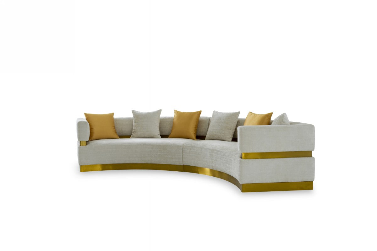 Divani Casa Kiva - Glam Beige and Gold Fabric Sectional Sofa