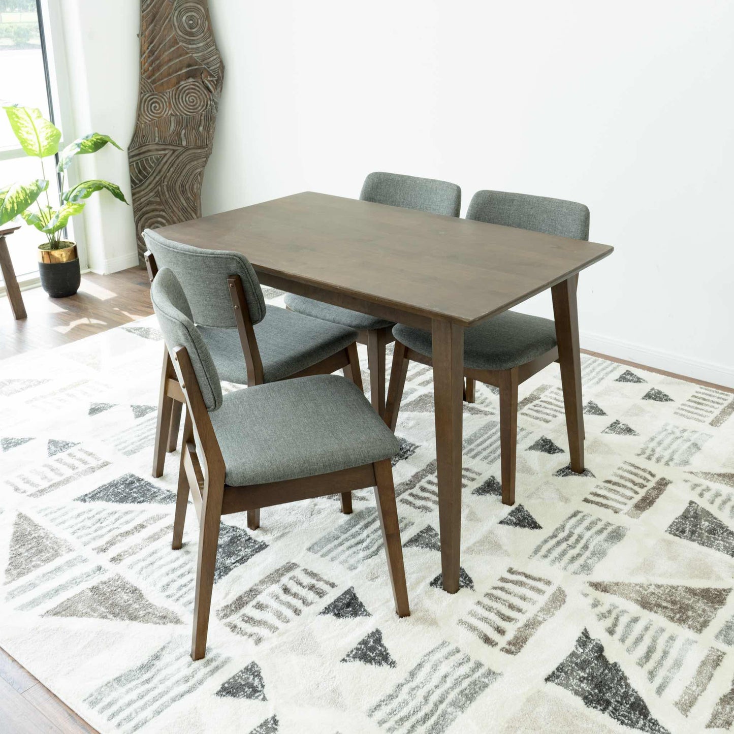 Small Adira Dining set with 4 Abbott Grey Dining Chairs (Walnut)