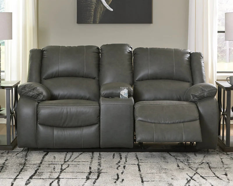 Calderwell Gray Reclining Loveseat with Console | 7710394