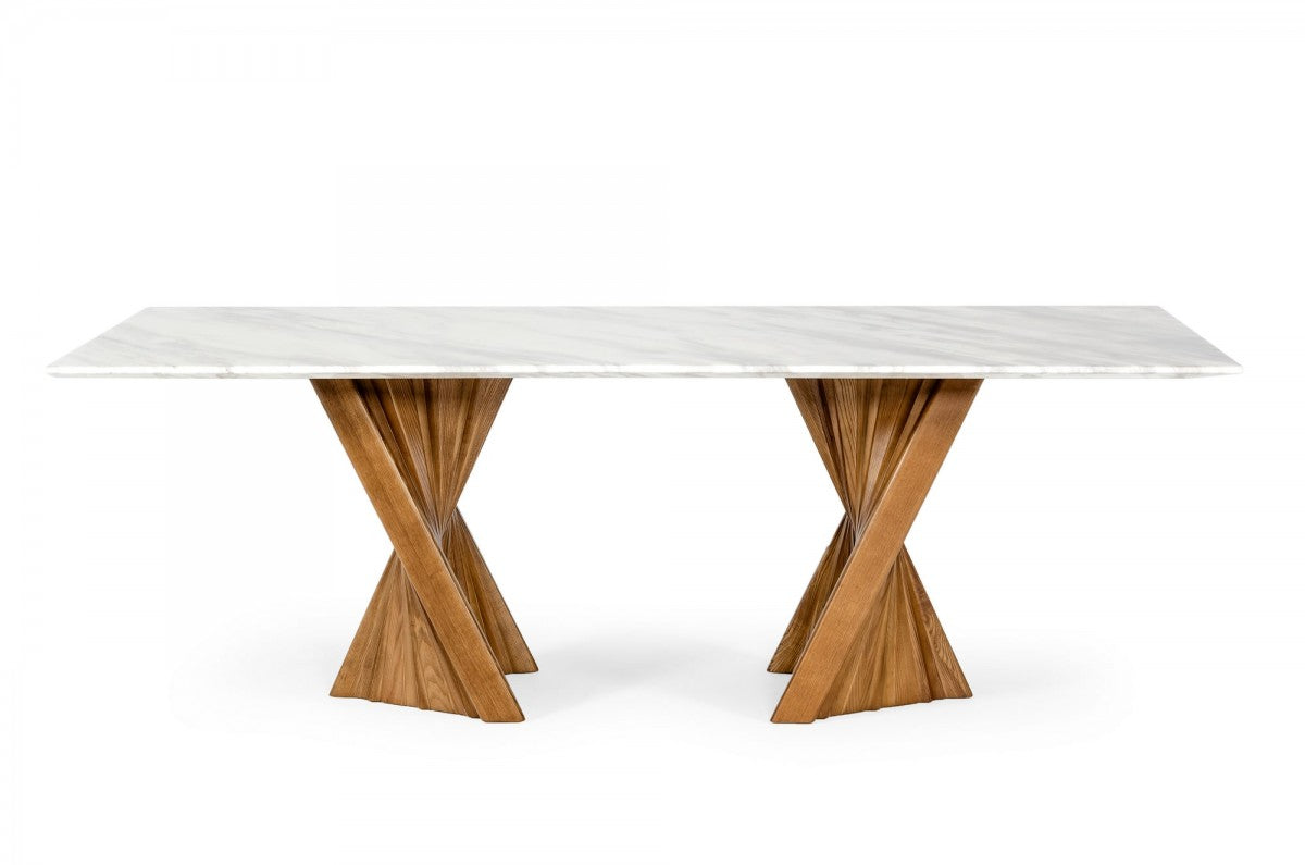 Modrest Cadence - Modern Walnut & Marble Dining Set