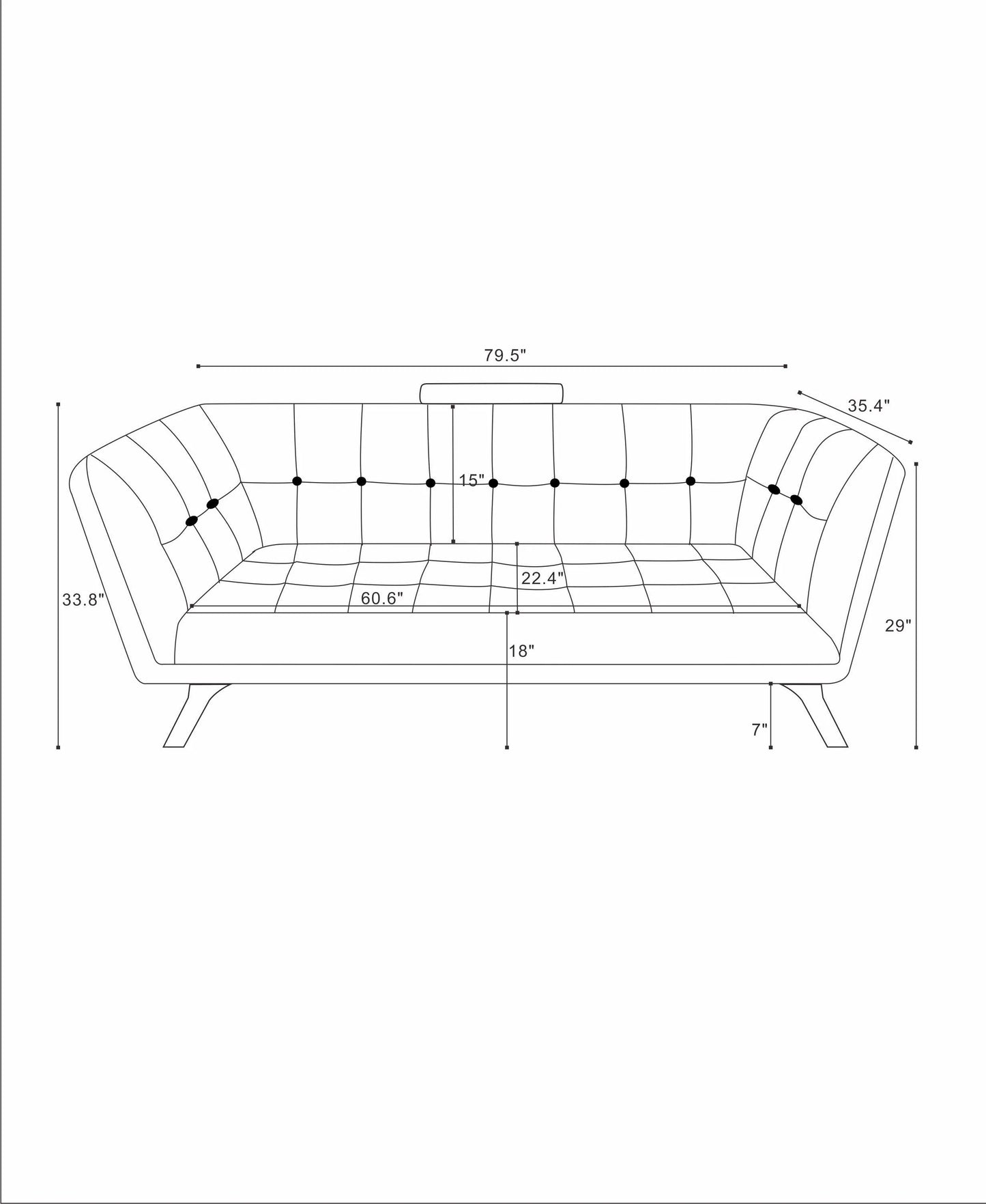 Kano Sofa (78" - Navy Blue Velvet)