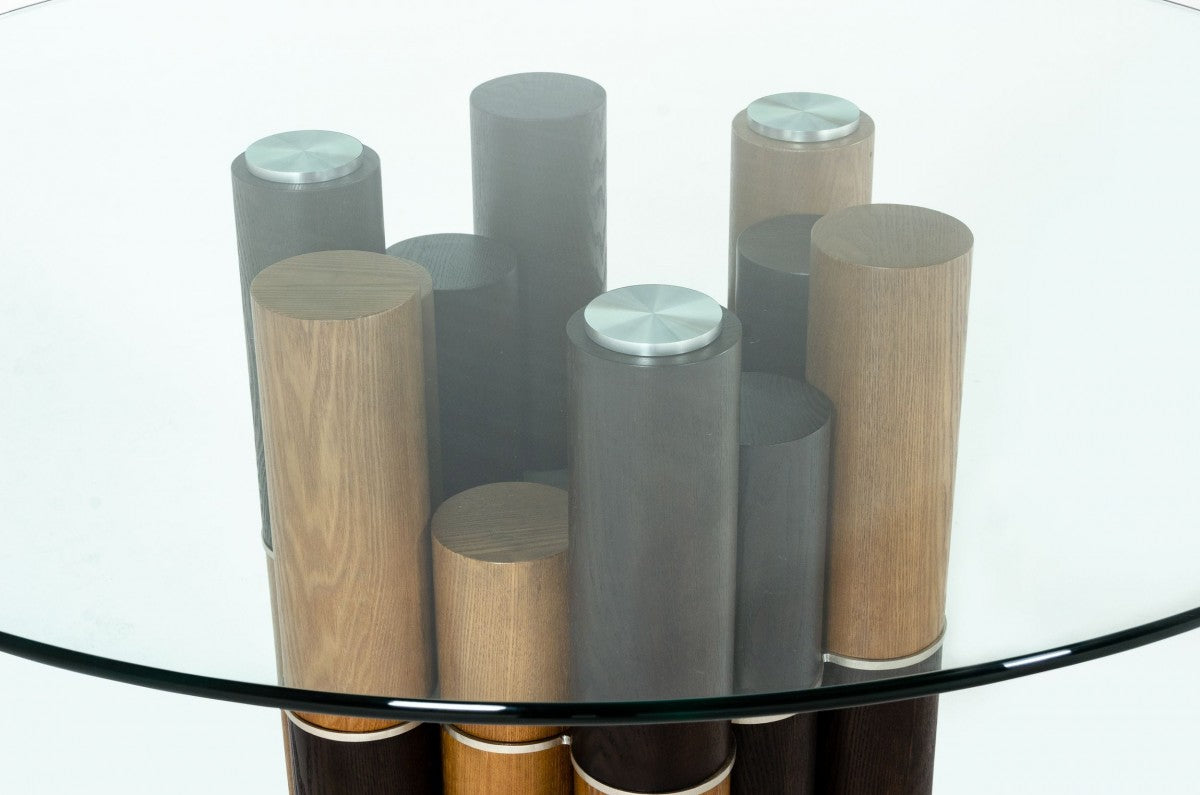 Modrest Greta - Modern Glass & Walnut Dining Table Set