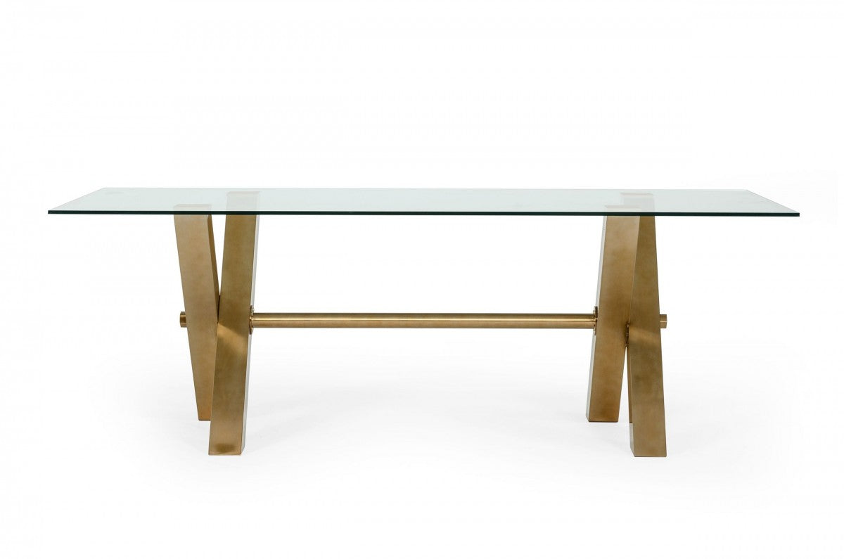 Modrest Dandy - Modern Golden & Glass Dining Set
