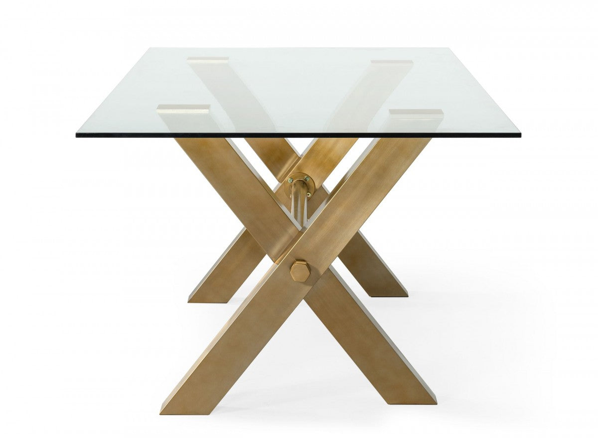 Modrest Dandy - Modern Golden & Glass Dining Set