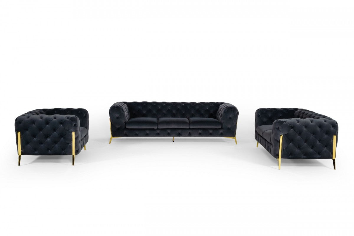 Divani Casa Sheila - Modern Dark Grey Fabric Sofa Set
