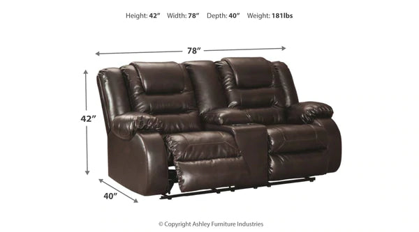 Vacherie Chocolate Reclining Loveseat with Console | 7930794