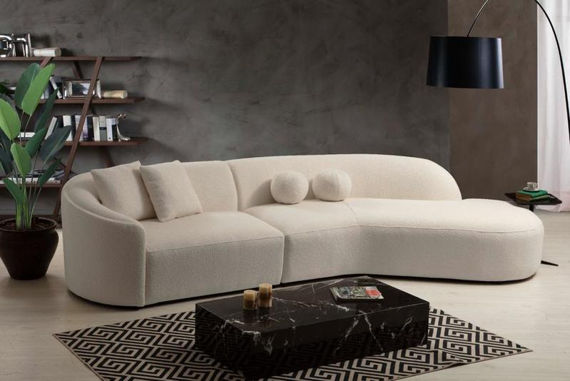 Cloe Ivory Boucle Curved Sectional