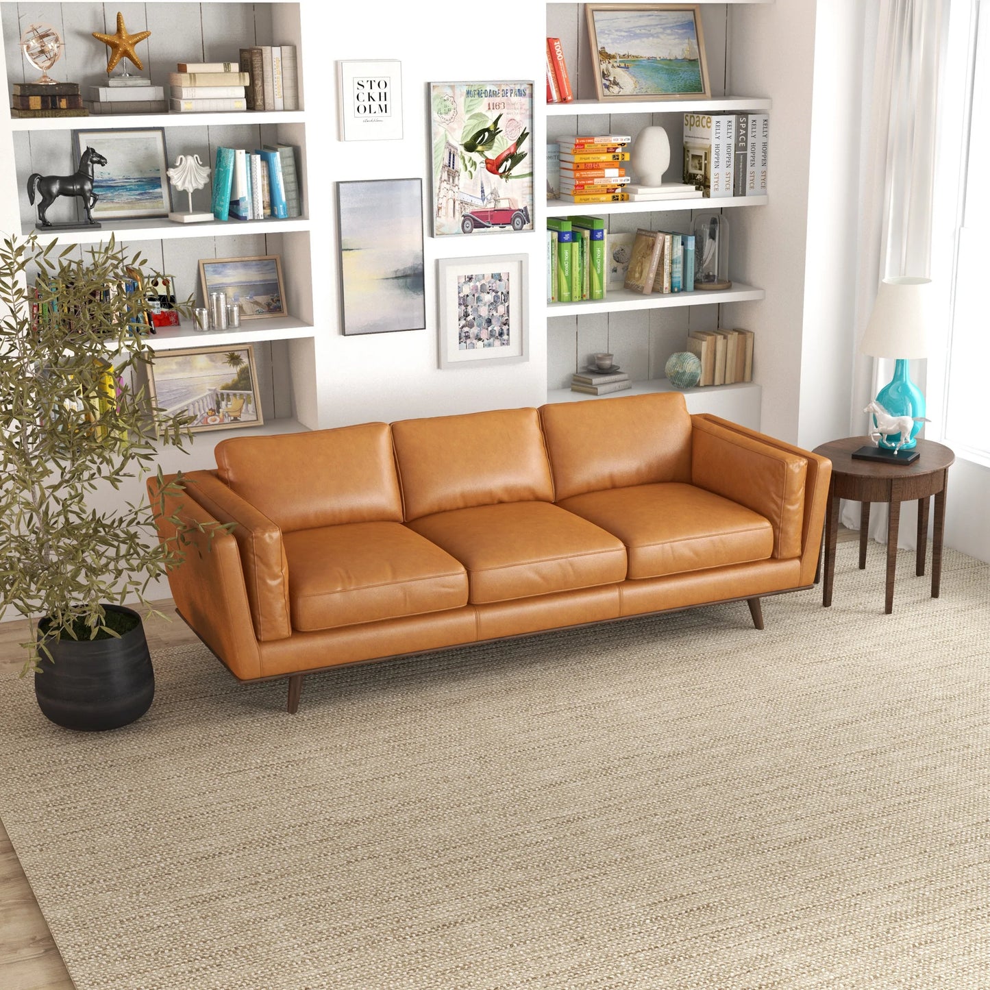 Ferre Leather Sofa (Tan)