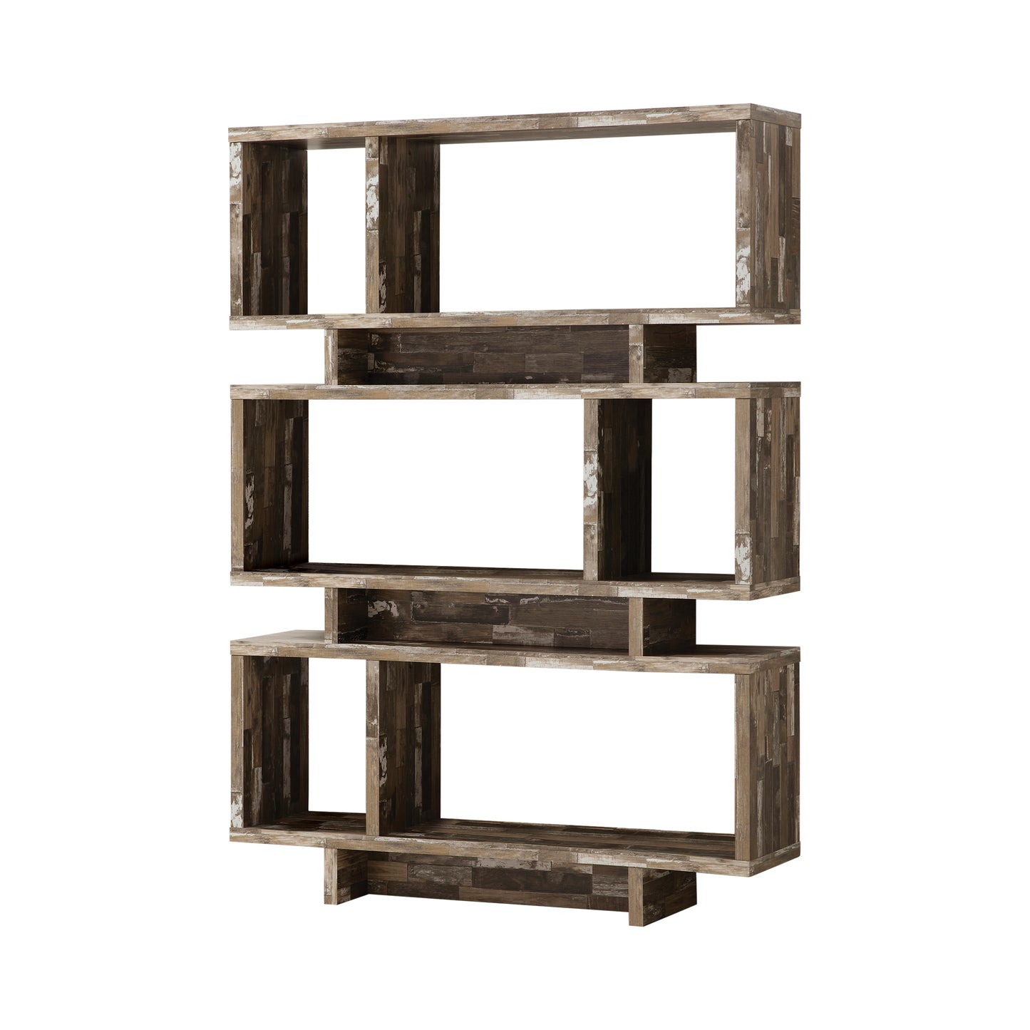 3-Tier Geometric Bookcase Salvaged Cabin - 800846