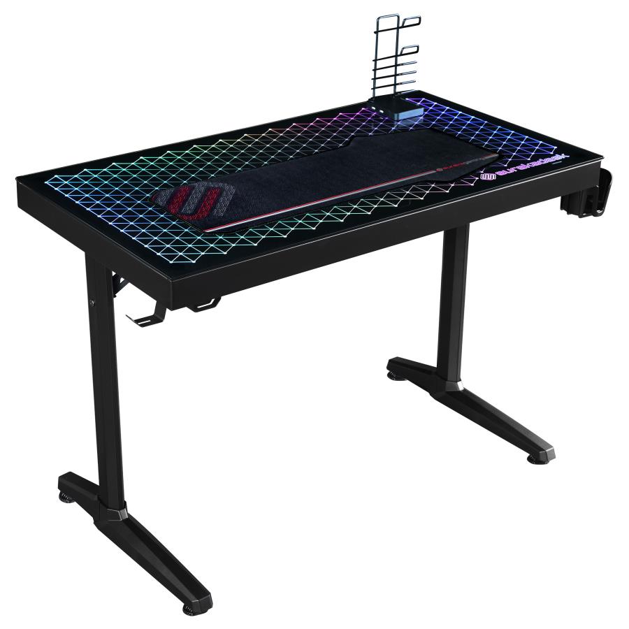 Avoca Tempered Glass Top Gaming Desk Black - 802439
