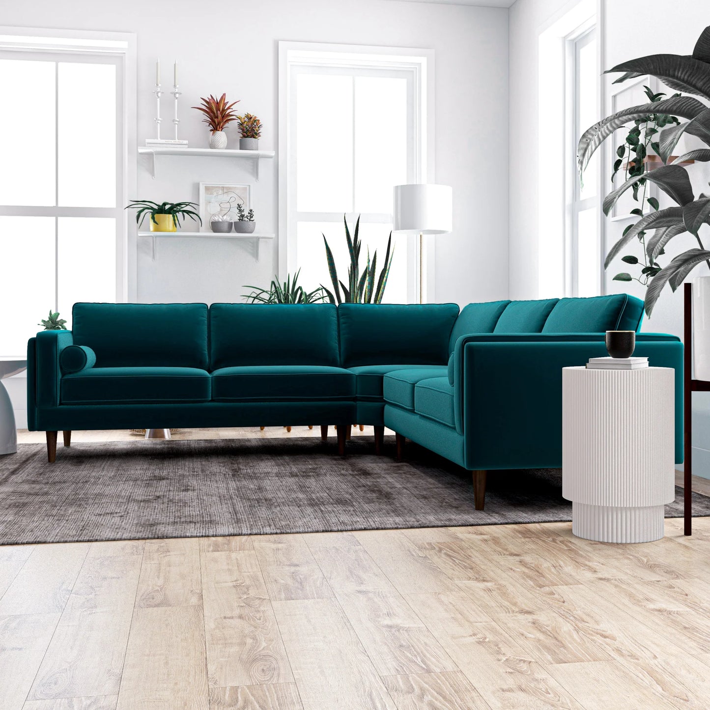 Fordham Symmetrical Corner Sofa (Teal Velvet)