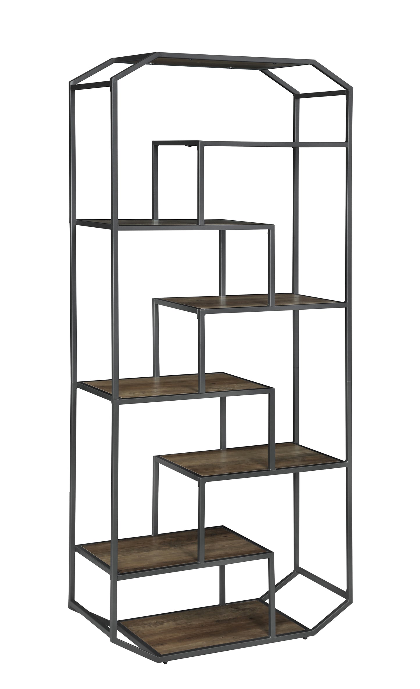 6-Shelf Bookcase Rustic Brown And Dark Grey - 805662